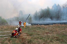 У зоні відчуження пожежу локалізовано. Пожежні ліквідовують окремі осередки спалахів